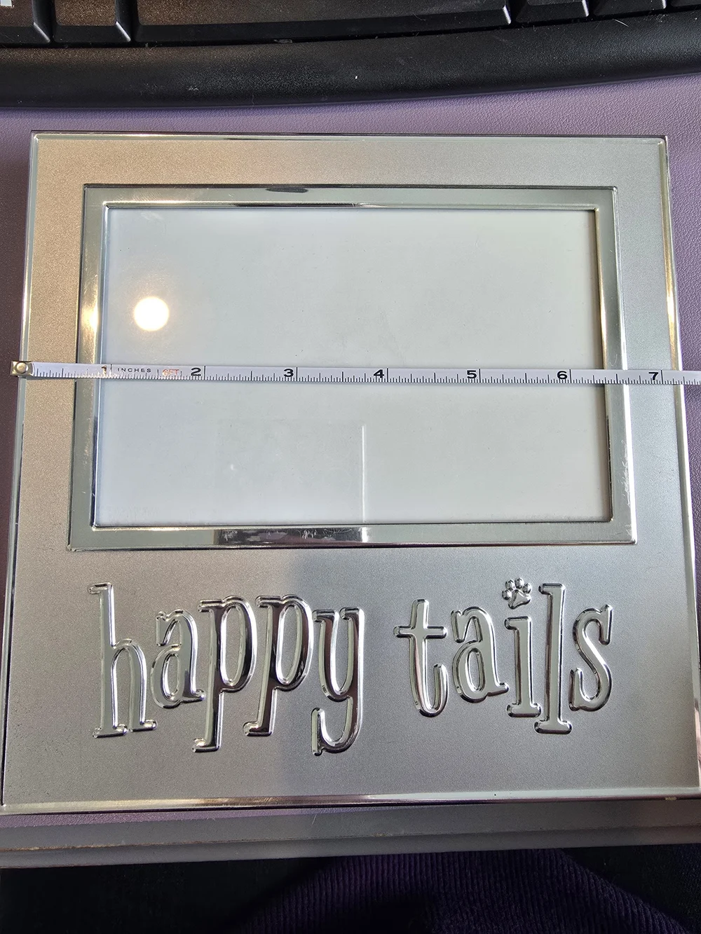 Happy Tails Metallic Photo Frame - Silver, New